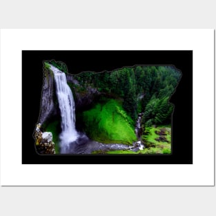 Oregon State Outline (Salt Creek Falls) Posters and Art